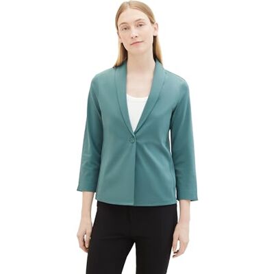 TOM TAILOR Damen Regular Fit Basic Blazer Jacke mit 3/4-Arm, 10697 Sea Pine Green, L TOM TAILOR Damen Regular Fit Basic Blazer Jacke mit 3/4-Arm, 10697 Sea Pine Green, L