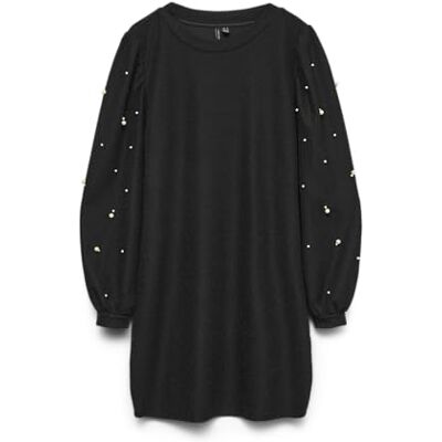VERO MODA Damen Vmnaya Ls O-Neck Short Dress JRS Ga, Black, M VERO MODA Damen Vmnaya Ls O-Neck Short Dress JRS Ga, Black, M
