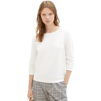 TOM TAILOR Denim Damen Sweatshirt mit Raffarm & Struktur TOM TAILOR Denim Damen Sweatshirt mit Raffarm & Struktur