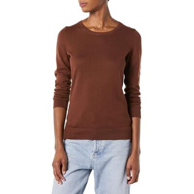 Amazon Essentials Damen Leichter, Langärmeliger Pullover Mit Rundhalsausschnitt (Erhältlich in Übergröße), Braun, M Amazon Essentials Damen Leichter, Langärmeliger Pullover Mit Rundhalsausschnitt (Erhältlich in Übergröße), Braun, M