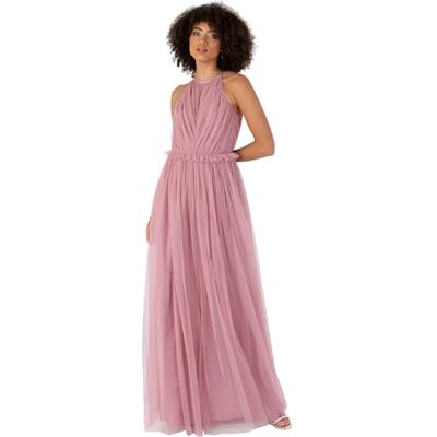 Anaya with Love Damen Women's Maxi Dress Ladies Sleeveless Halterneck Ruffle Empire A-line for Wedding Guest Bridesmaid Ball Evening Occasion Kleid, Bridal Rose, Anaya with Love Damen Women's Maxi Dress Ladies Sleeveless Halterneck Ruffle Empire A-line for Wedding Guest Bridesmaid Ball Evening Occasion Kleid, Bridal Rose,