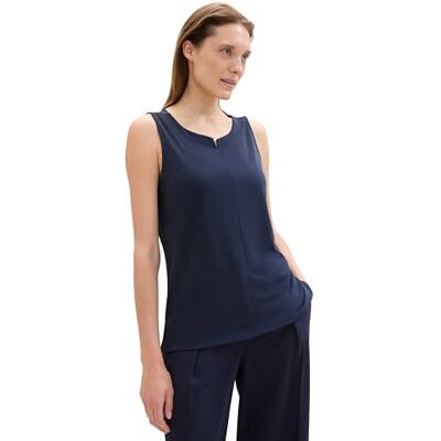 TOM TAILOR Damen Basic Blusen-Top mit weitem Rundhalsausschnitt, sky captain blue, L TOM TAILOR Damen Basic Blusen-Top mit weitem Rundhalsausschnitt, sky captain blue, L