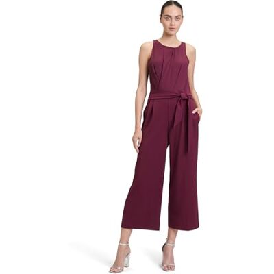 Vera Mont Damen Jumpsuit mit Bindegürtel 38, Wild Ruby Vera Mont Damen Jumpsuit mit Bindegürtel 38, Wild Ruby