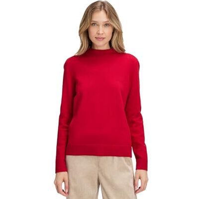 Betty Barclay Damen Basic-Strickpullover mit Stehkragen 42, Rot Betty Barclay Damen Basic-Strickpullover mit Stehkragen 42, Rot