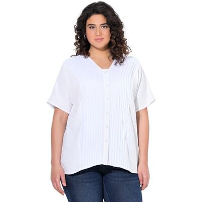 Ulla Popken Damen große Größen Übergrößen Plus Size Musselin Bluse mit Biesen Ulla Popken Damen große Größen Übergrößen Plus Size Musselin Bluse mit Biesen