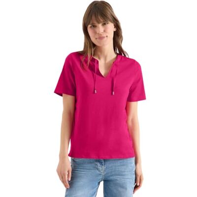 Cecil Kurzarm Shirt mit Split Neck Beetroot pink L Cecil Kurzarm Shirt mit Split Neck Beetroot pink L