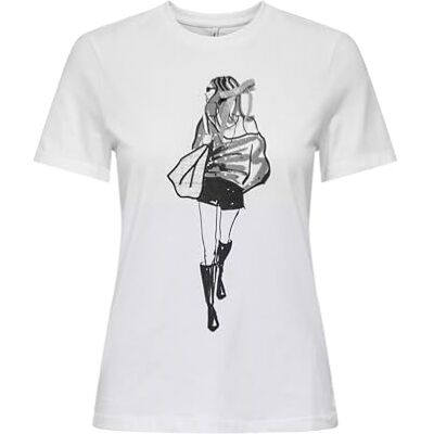 ONLY Damen Onlemma Life Reg S/S Lady Top JRS, Bright White, Large ONLY Damen Onlemma Life Reg S/S Lady Top JRS, Bright White, Large