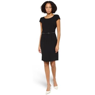 Betty & Co Damen Etuikleid mit Gürtel 38, Schwarz Betty & Co Damen Etuikleid mit Gürtel 38, Schwarz