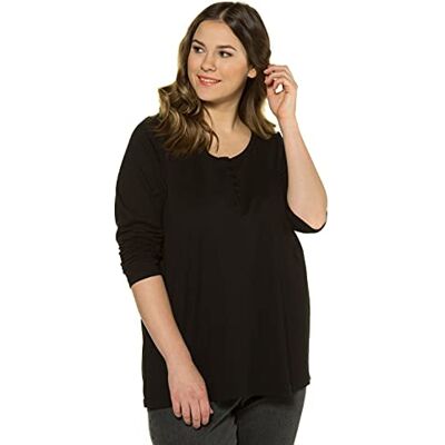 Ulla Popken Damen Basic Shirt Bluse, Schwarz, 54-56 EU Ulla Popken Damen Basic Shirt Bluse, Schwarz, 54-56 EU