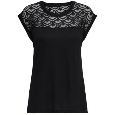 ONLY Damen Regular Fit T-Shirt onlNICOLE S/S Mix TOP NOOS 15151008, Einfarbig, Gr. 36 (Herstellergröße: S), Schwarz (Black) ONLY Damen Regular Fit T-Shirt onlNICOLE S/S Mix TOP NOOS 15151008, Einfarbig, Gr. 36 (Herstellergröße: S), Schwarz (Black)