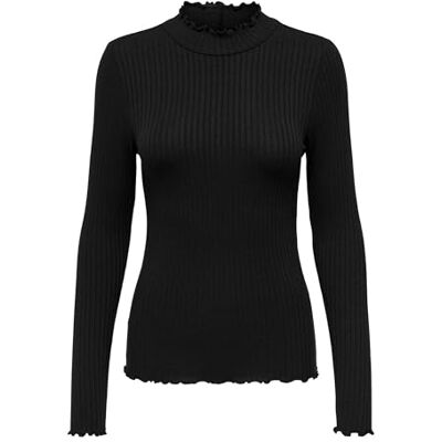 JDY Damen Dünnes Langarm Shirt Basic Rundhals Stehkragen Longsleeve Stretch Oberteil FRANSISKA, Farben:Schwarz, Größe:L JDY Damen Dünnes Langarm Shirt Basic Rundhals Stehkragen Longsleeve Stretch Oberteil FRANSISKA, Farben:Schwarz, Größe:L