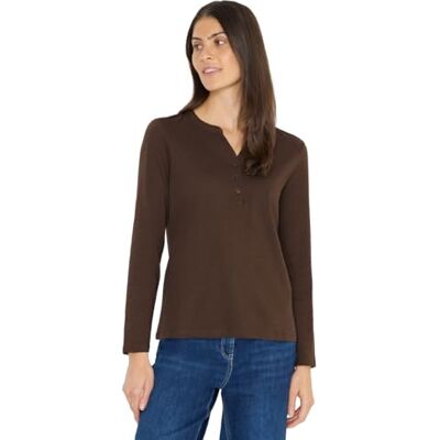 Cecil Split Neck Langarmshirt Chocolate Mousse S Cecil Split Neck Langarmshirt Chocolate Mousse S