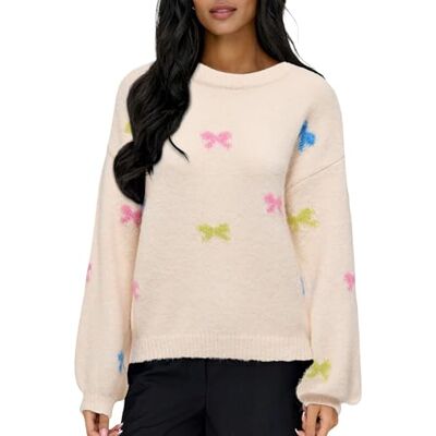 ONLY Onlbrunhilda Life Ls Bow O-Neck KNT ONLY Onlbrunhilda Life Ls Bow O-Neck KNT