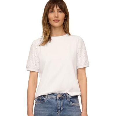 Street One Studio T-Shirt mit Rundhals und Spitzenärmeln White 44 Street One Studio T-Shirt mit Rundhals und Spitzenärmeln White 44