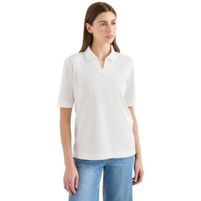 Cecil Kurzarm Poloshirt aus Piqué Ware Vanilla White L Cecil Kurzarm Poloshirt aus Piqué Ware Vanilla White L