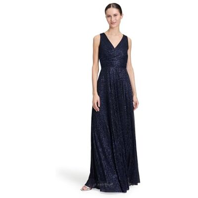 Vera Mont Damen Abendkleid mit Plissee 42, Blue/Black Vera Mont Damen Abendkleid mit Plissee 42, Blue/Black