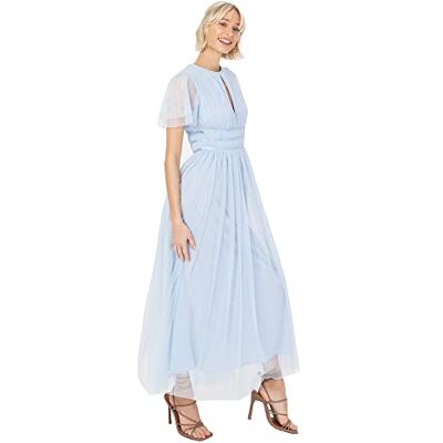 Anaya with Love Damen Ladies Midaxi Dress for Women High Waist Keyhole Short Flutter Sleeve Crew Neckline for Wedding Guest Bridesmaids Prom Kleid, Light Blue, Anaya with Love Damen Ladies Midaxi Dress for Women High Waist Keyhole Short Flutter Sleeve Crew Neckline for Wedding Guest Bridesmaids Prom Kleid, Light Blue,