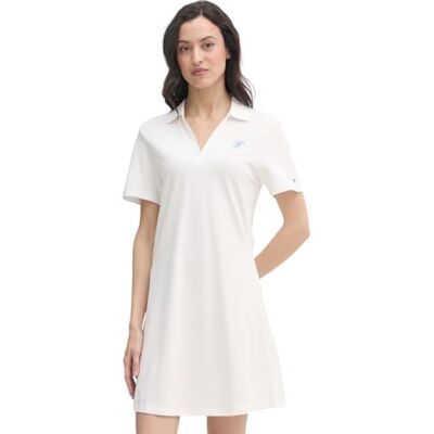 Tommy Hilfiger Damen Polokleid Script Kurz, Weiß (Ecru), M Tommy Hilfiger Damen Polokleid Script Kurz, Weiß (Ecru), M