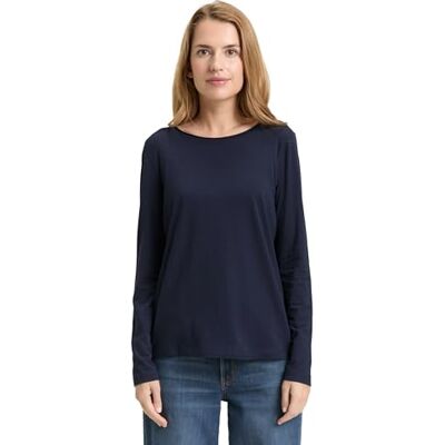 TOM TAILOR Damen 1049176 Longsleeve T-Shirt, 10668 Sky Captain Blue, L EU TOM TAILOR Damen 1049176 Longsleeve T-Shirt, 10668 Sky Captain Blue, L EU