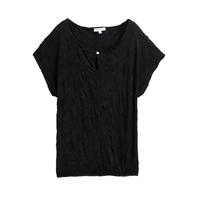TOM TAILOR Damen 1046455 T-Shirt, 14482 Deep Black, L EU TOM TAILOR Damen 1046455 T-Shirt, 14482 Deep Black, L EU
