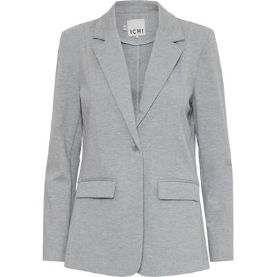 ICHI IHKATE Damen Blazer Jackenblazer Anzugsjacke mit 1-Knopf-Form Klapptaschen Reverskragen leicht elastisch Regular fit, Größe:M, Farbe:Grey Melange (200318) ICHI IHKATE Damen Blazer Jackenblazer Anzugsjacke mit 1-Knopf-Form Klapptaschen Reverskragen leicht elastisch Regular fit, Größe:M, Farbe:Grey Melange (200318)