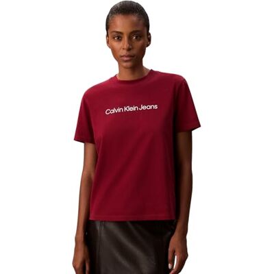 Calvin Damen T-Shirt Kurzarm Logo Classic Regular Fit, Rot (Magenta Jewel), S Calvin Damen T-Shirt Kurzarm Logo Classic Regular Fit, Rot (Magenta Jewel), S