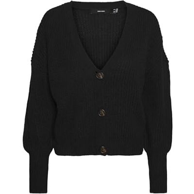VERO MODA Damen Vmlea Ls V-Hals Manchet Cardigan Noos Strickjacke, Schwarz, M EU VERO MODA Damen Vmlea Ls V-Hals Manchet Cardigan Noos Strickjacke, Schwarz, M EU