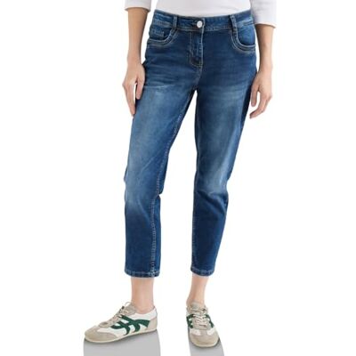 Cecil Mid Waist Slim Leg Jeans im Casual Fit mid Blue Used wash 34 Cecil Mid Waist Slim Leg Jeans im Casual Fit mid Blue Used wash 34
