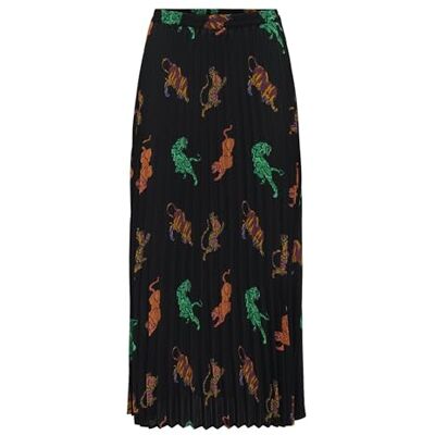 ONLY Damen Onlalma Life Poly Plisse Skirt Rock, Black/AOP:586 Swirl Tiger, 42 ONLY Damen Onlalma Life Poly Plisse Skirt Rock, Black/AOP:586 Swirl Tiger, 42