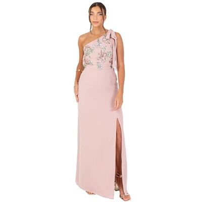 Maya Deluxe Women's Maxi Dress Ladies One Shoulder Sleeveless Floral Embellished Side Split A-line Bridesmaid Wedding Guest Prom, Eisrosa 40 Maya Deluxe Women's Maxi Dress Ladies One Shoulder Sleeveless Floral Embellished Side Split A-line Bridesmaid Wedding Guest Prom, Eisrosa 40