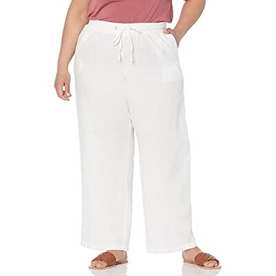 Amazon Essentials Damen Hose aus Leinengemisch mit Kordelzug lockere Passform weites Bein (in Übergröße erhältlich), Weiß, XL Große Größen Amazon Essentials Damen Hose aus Leinengemisch mit Kordelzug lockere Passform weites Bein (in Übergröße erhältlich), Weiß, XL Große Größen