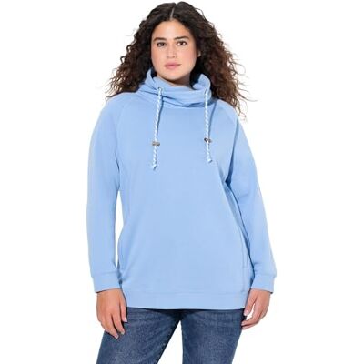 Ulla Popken Damen große Größen Übergrößen Plus Size Sweatshirt, weiter Stehkragen, Taschen, Raglan-Langarm lichtblau 46+ 713963719-46+ Ulla Popken Damen große Größen Übergrößen Plus Size Sweatshirt, weiter Stehkragen, Taschen, Raglan-Langarm lichtblau 46+ 713963719-46+