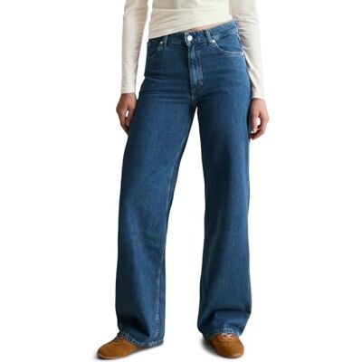 Marc O' Polo Marc OߴPolo Denim Damen Jeanshose aus Bio-Baumwolle Wide Leg, Blau (Medium Blue Multi 32), W35/L28 Marc O' Polo Marc OߴPolo Denim Damen Jeanshose aus Bio-Baumwolle Wide Leg, Blau (Medium Blue Multi 32), W35/L28