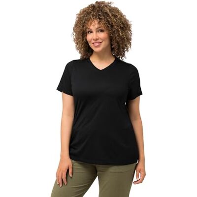 Ulla Popken Damen große Größen Übergrößen Plus Size Funktionsshirt, antibakteriell, V-Ausschnitt, Halbarm schwarz 46+ 810781100-46+ Ulla Popken Damen große Größen Übergrößen Plus Size Funktionsshirt, antibakteriell, V-Ausschnitt, Halbarm schwarz 46+ 810781100-46+