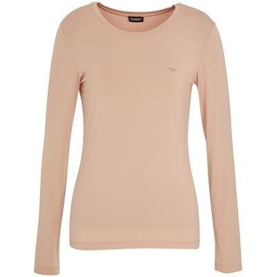 Giorgio Armani Damen Essential Studs Langarm-T-Shirt mit Rundhalsausschnitt, Rosa, Größe S (Normale Passform), Rose, S Giorgio Armani Damen Essential Studs Langarm-T-Shirt mit Rundhalsausschnitt, Rosa, Größe S (Normale Passform), Rose, S