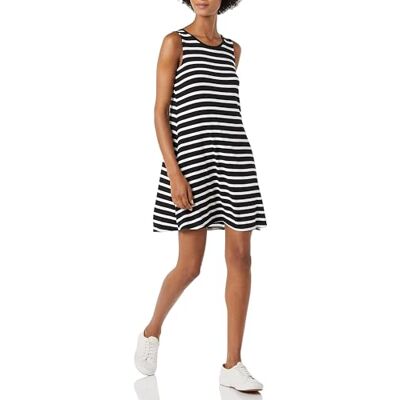 Amazon Essentials Damen Tanktop-Swingkleid (erhältlich in Übergröße), Schwarz Bretonstreifen, XXL Amazon Essentials Damen Tanktop-Swingkleid (erhältlich in Übergröße), Schwarz Bretonstreifen, XXL