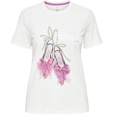 ONLY Damen Onlnikita Life Reg S/S Top Box JRS, Cloud Dancer, Large ONLY Damen Onlnikita Life Reg S/S Top Box JRS, Cloud Dancer, Large