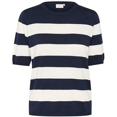 KAFFE Damen Strickpullover KAlizza Damen Strickpullover Kurzarm Streifen Lässig Casual Rundhals Pullover Gestreift Kurzarm M, Midnight/Chalk Wide Stripe KAFFE Damen Strickpullover KAlizza Damen Strickpullover Kurzarm Streifen Lässig Casual Rundhals Pullover Gestreift Kurzarm M, Midnight/Chalk Wide Stripe