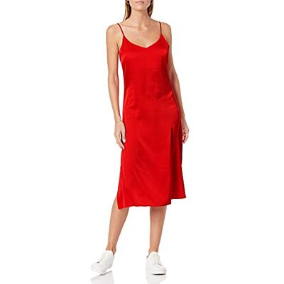 The Drop Damen Ana Midi-Kleid, V-Ausschnitt, seidiger Slip-Dress-Stil, Rot, M The Drop Damen Ana Midi-Kleid, V-Ausschnitt, seidiger Slip-Dress-Stil, Rot, M