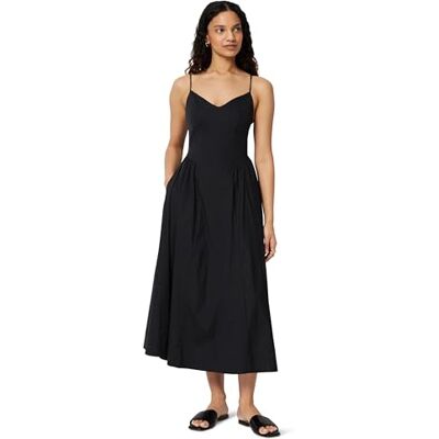 Amazon Essentials Damen Fit & Flare Sommer-Midikleid aus Baumwollpopeline, Schwarz, XXL Amazon Essentials Damen Fit & Flare Sommer-Midikleid aus Baumwollpopeline, Schwarz, XXL
