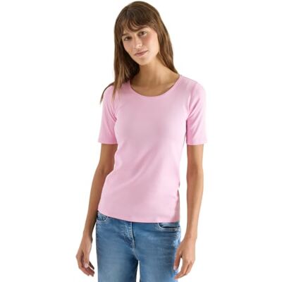 Cecil Basic T-Shirt mit Rundhals in Unifarbe Light Blush Rose XXL Cecil Basic T-Shirt mit Rundhals in Unifarbe Light Blush Rose XXL