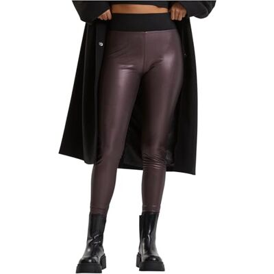 Urban Classics Damen Ladies Faux Leather High Waist Leggings Redwine, XL Urban Classics Damen Ladies Faux Leather High Waist Leggings Redwine, XL