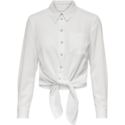ONLY Damen Onllecey Knot Dnm Shirt Noos Bluse, Cloud Dancer 2, S EU ONLY Damen Onllecey Knot Dnm Shirt Noos Bluse, Cloud Dancer 2, S EU