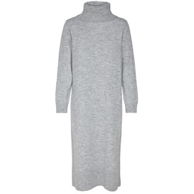 ONLY Damen Langes Strickkleid Langarm Midi Pullover Dress Rollkragen Sweater mit Schlitz ONLBRANDIE, Farben:Grau, Größe:S ONLY Damen Langes Strickkleid Langarm Midi Pullover Dress Rollkragen Sweater mit Schlitz ONLBRANDIE, Farben:Grau, Größe:S