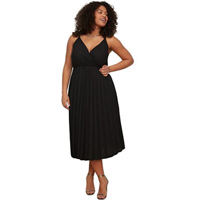 TRENDYOL Damen Midi Standard Regular Plus Size Dress Kleid, Schwarz, 3XL Große Größen EU TRENDYOL Damen Midi Standard Regular Plus Size Dress Kleid, Schwarz, 3XL Große Größen EU