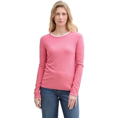 TOM TAILOR Damen Strickpullover mit Rundhals, 15116 Bright Rose, XL TOM TAILOR Damen Strickpullover mit Rundhals, 15116 Bright Rose, XL
