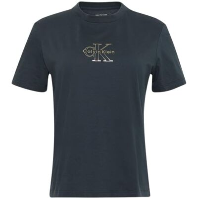 Calvin Damen T-Shirt Kurzarm Classic Tee Rundhalsausschnitt, Blau (Inkwell), L Calvin Damen T-Shirt Kurzarm Classic Tee Rundhalsausschnitt, Blau (Inkwell), L