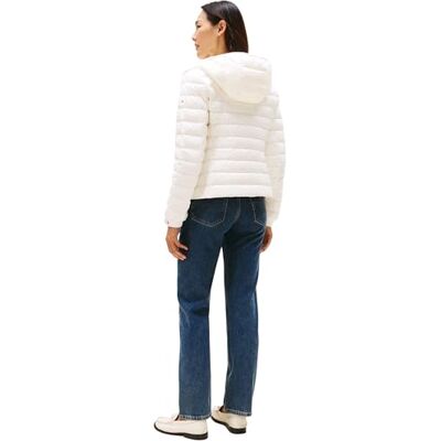 Tommy Hilfiger Damen Steppjacke Down Hooded Jacket mit Reißverschluss, Weiß (Ivory Silk), XS Tommy Hilfiger Damen Steppjacke Down Hooded Jacket mit Reißverschluss, Weiß (Ivory Silk), XS
