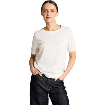 TOM TAILOR Damen 1048083 Basic T-Shirt Mit Herz-Print, 10315 Whisper White, S EU TOM TAILOR Damen 1048083 Basic T-Shirt Mit Herz-Print, 10315 Whisper White, S EU