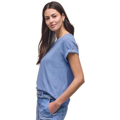 Street One T-Shirt mit Rundhals und Knopfdetails Drift Blue 38 Street One T-Shirt mit Rundhals und Knopfdetails Drift Blue 38
